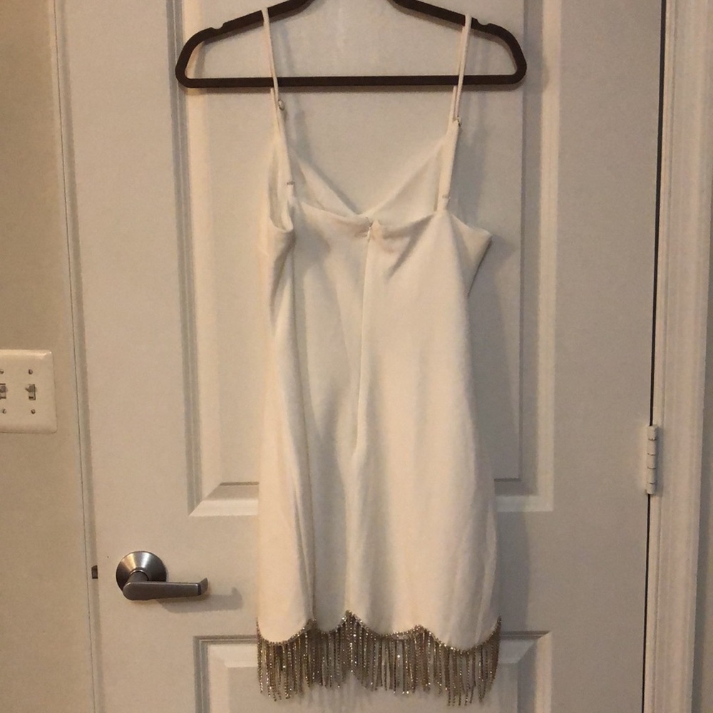 Lulu's White Mini Dress with Silver Fringe - Picture 3 of 4